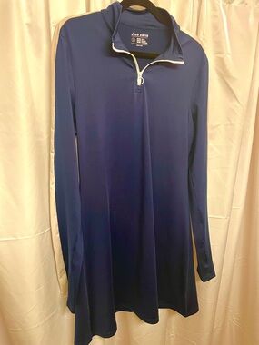 Navy Blue Zip‑Front Tennis Dress – Size L